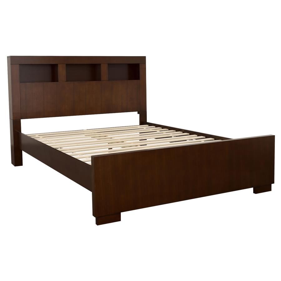 Jessica LED Storage Bookcase Bed Cappuccino, Size: Eastern King