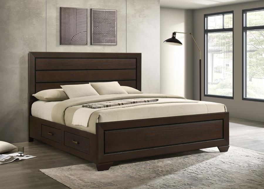 Kauffman Wood Storage Panel Bed Dark Cocoa, Size: Eastern King