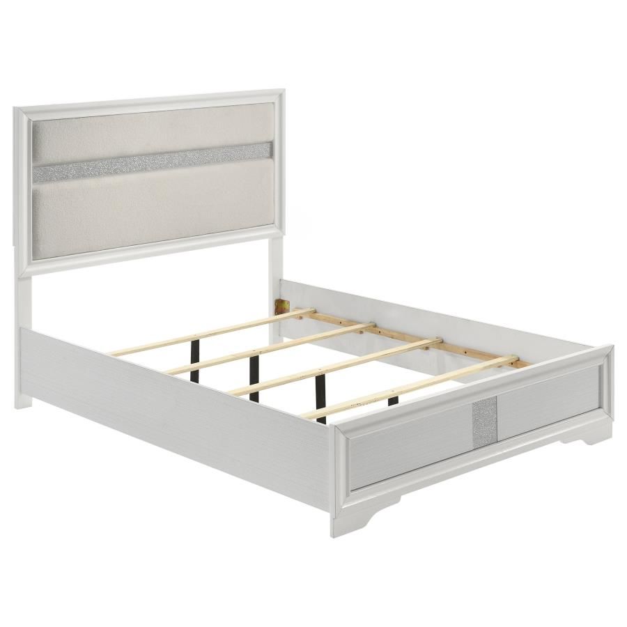 Miranda 54-inch Upholstered Panel Bed White, Size: Full
