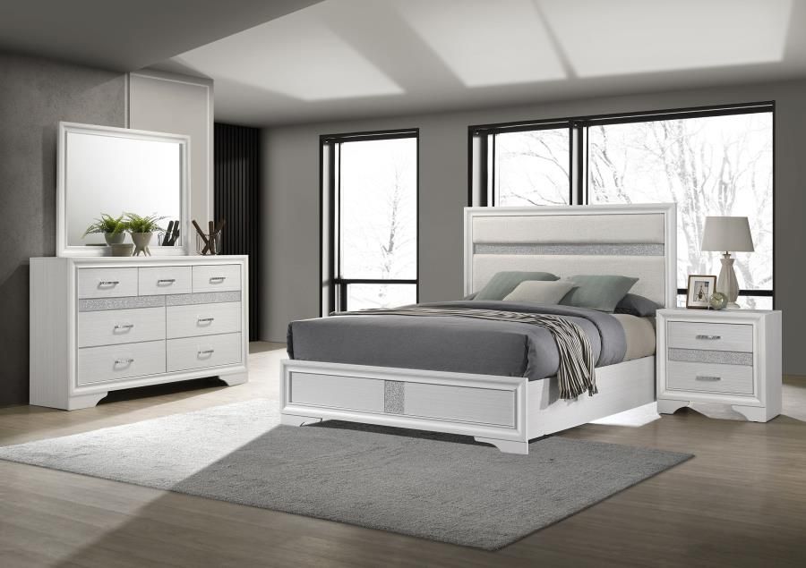 Miranda Bedroom Set White, Sets: 4-Piece, Size: Full