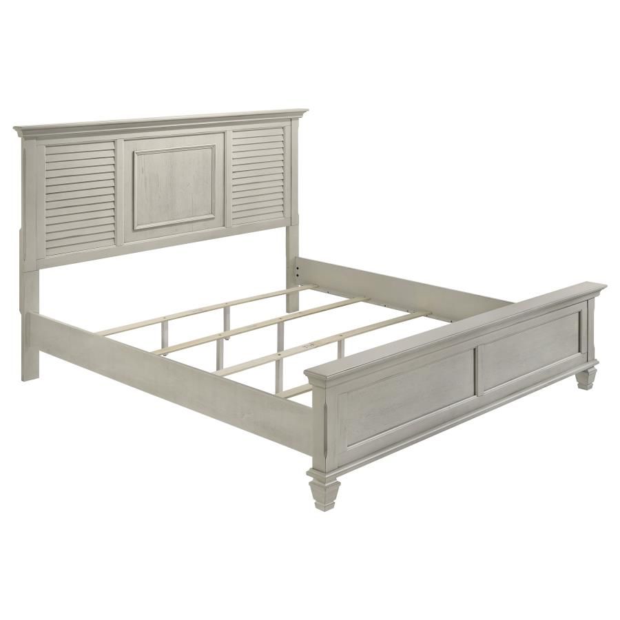 Franco Wood Panel Bed Distressed White, Size: Eastern King