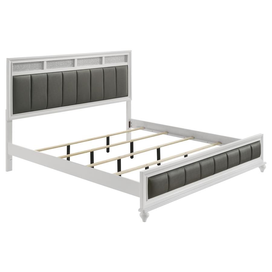 Barzini Wood Panel Bed White, Size: Eastern King