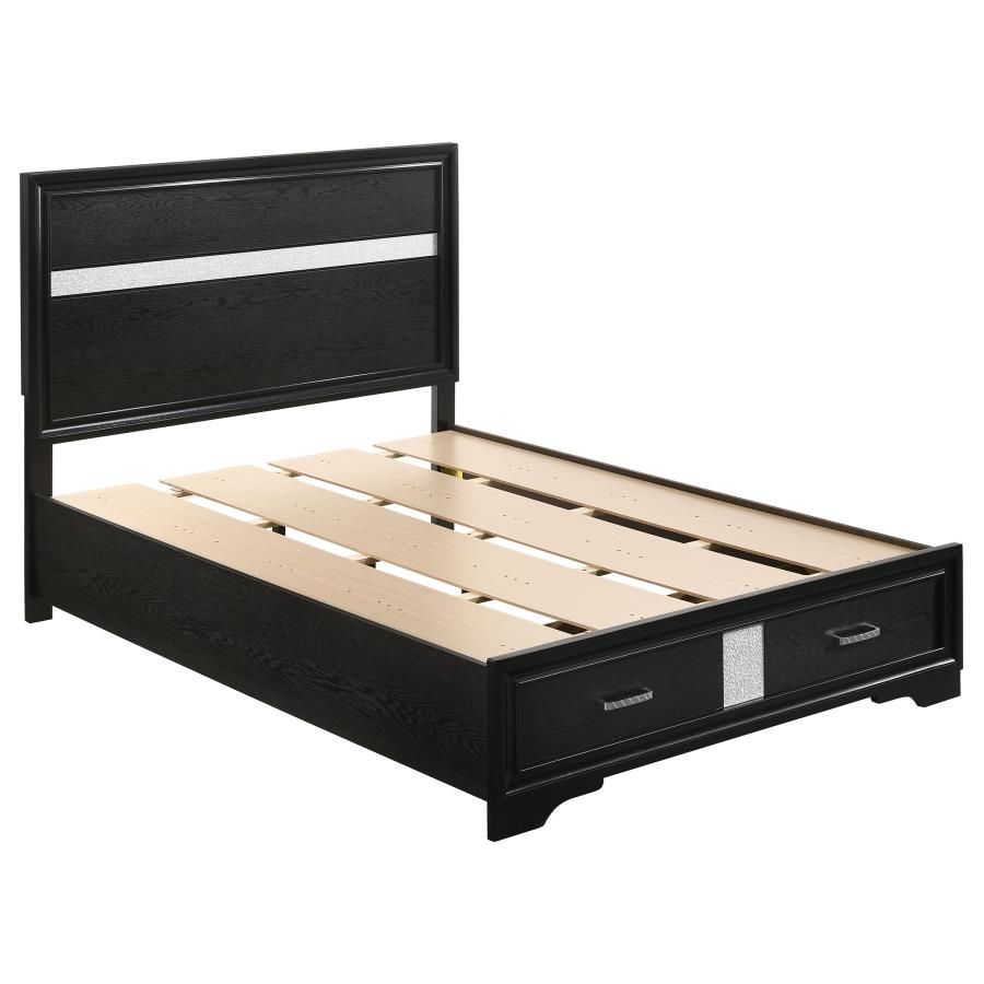 Miranda 51-inch Wood Storage Panel Bed Black, Size: Full