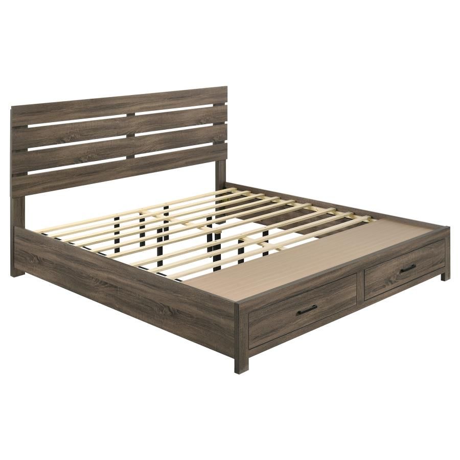 Brantford Wood Storage Panel Bed Barrel Oak, Size: Eastern King