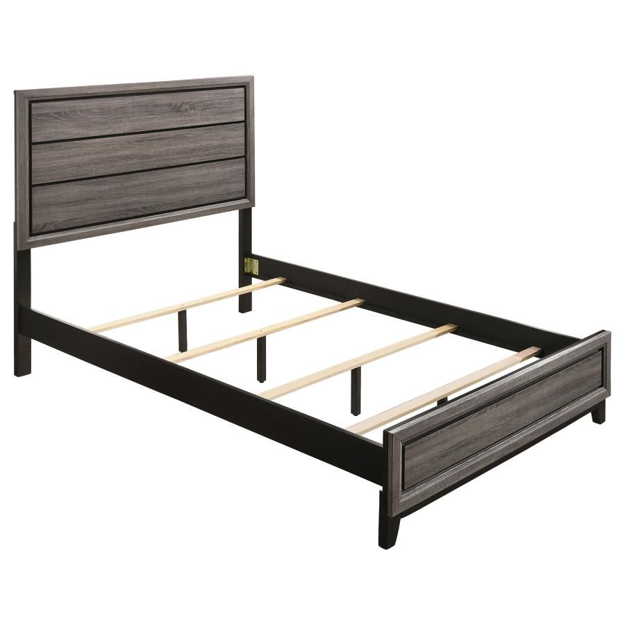 Watson Wood Panel Bed Grey Oak, Size: Full