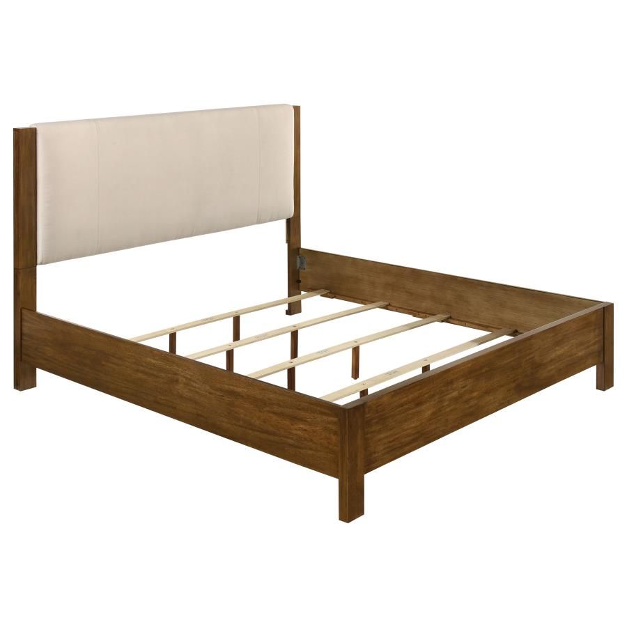 Adderley Wood Panel Bed Cream and Warm Brown