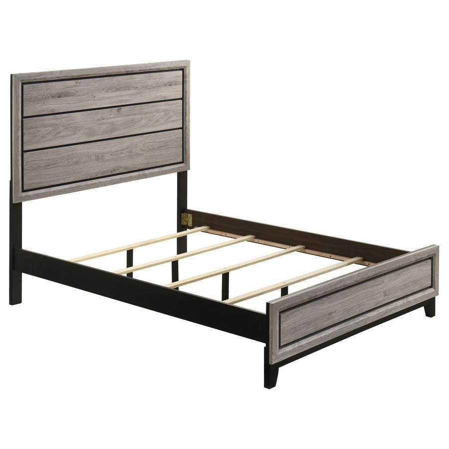 Valen Wood Panel Bed Light Taupe, Size: Full