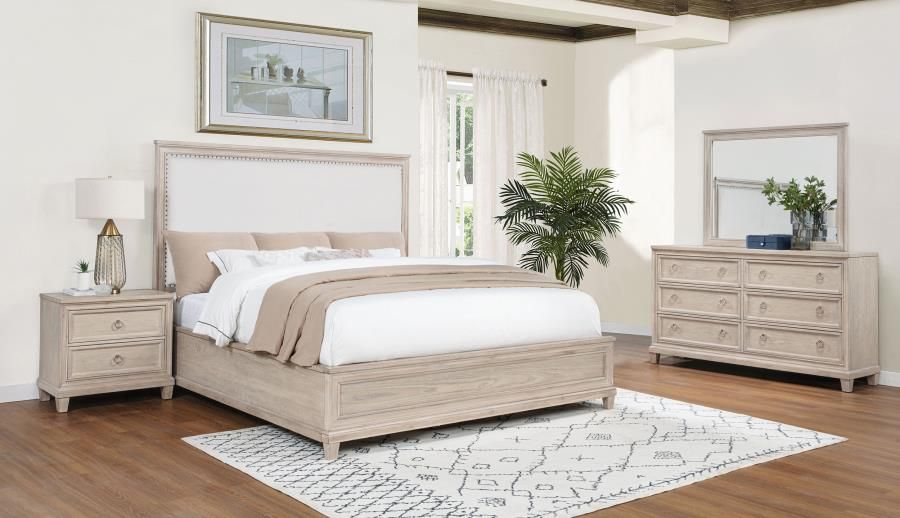 Pembroke Bedroom Set Washed Oak, Sets: 4-Piece, Size: Eastern King
