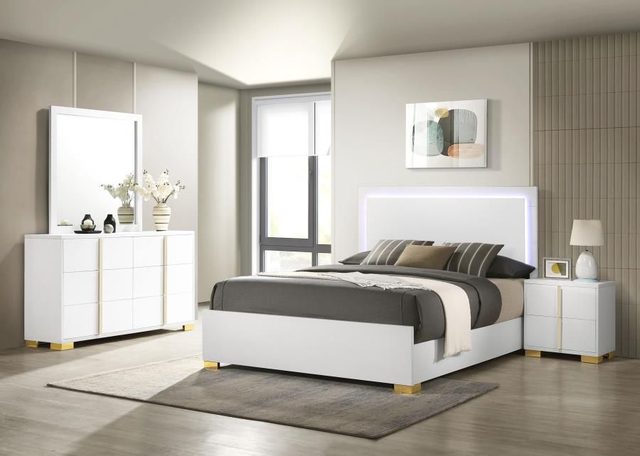 Marceline Bedroom Set White, Sets: 4-Piece, Size: Full