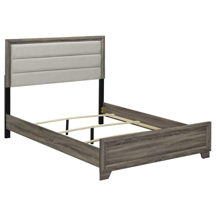 Wright 52-inch Upholstered Bed Brown Oak, Size: Eastern King