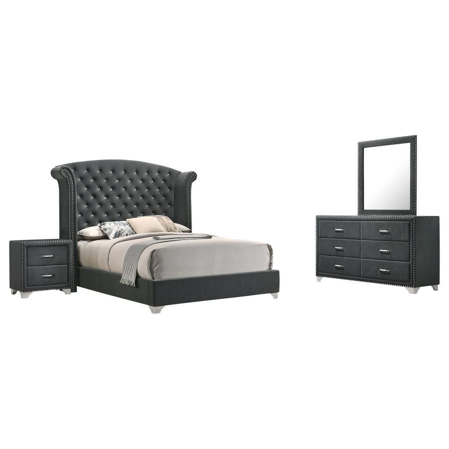 Melody Bedroom Set Grey, Sets: 4-Piece, Size: Eastern King
