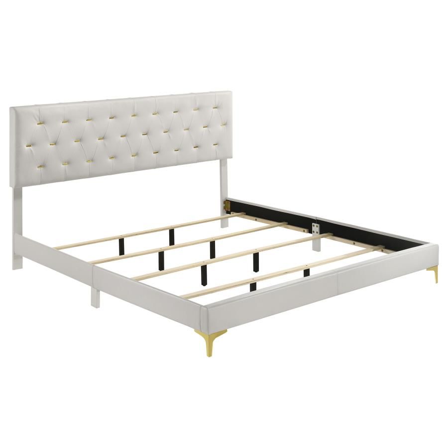 Kendall Upholstered Panel Bed White, Size: Eastern King