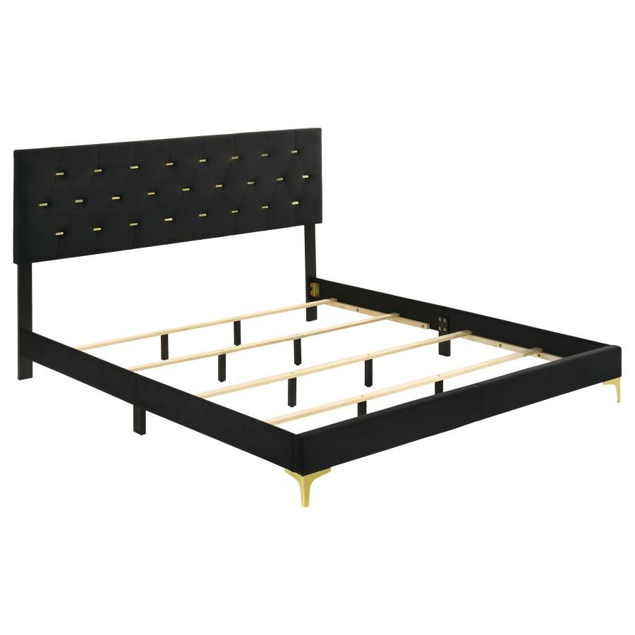 Kendall Upholstered Panel Bed Black, Size: Eastern King