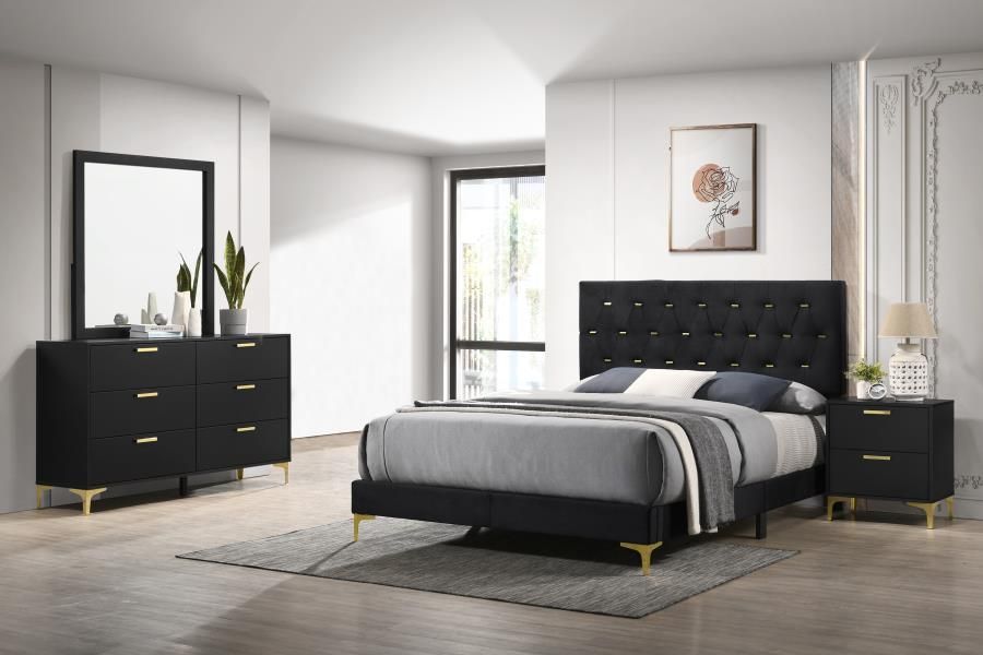 Kendall Bedroom Set Black, Sets: 4-Piece, Size: Eastern King