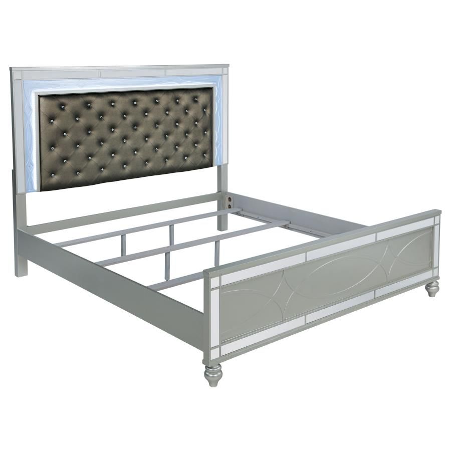 Gunnison Wood LED Panel Bed Silver Metallic, Size: Eastern King