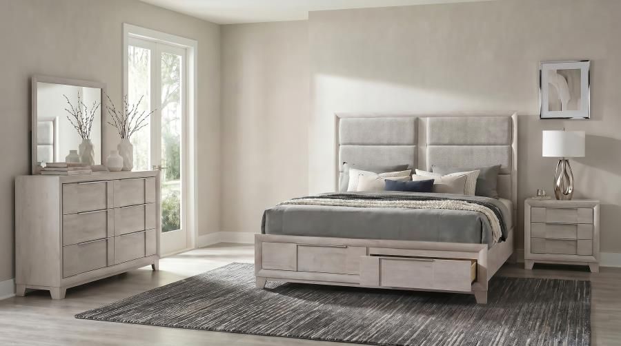 Farre Bedroom Set Washed Grey, Sets: 4-Piece, Size: Eastern King