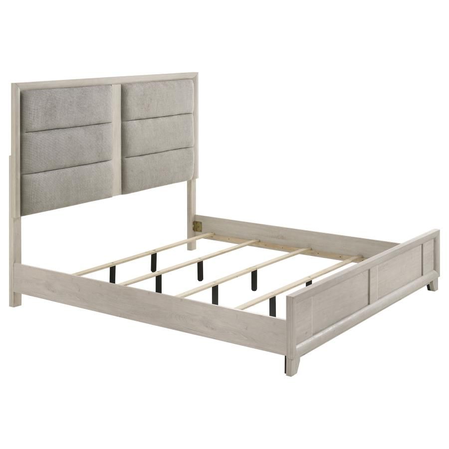 Farre Upholstered Platform Panel Bed Washed Grey