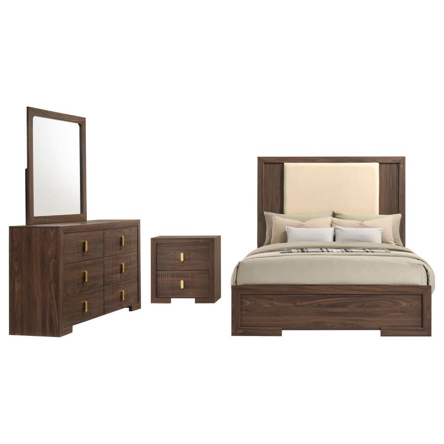 Etienne Bedroom Set Walnut, Sets: 4-Piece, Size: Full