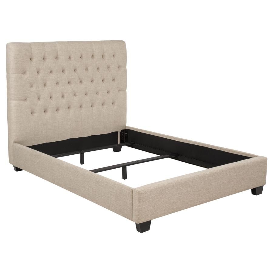 Chloe Upholstered Panel Bed Oatmeal, Size: Full