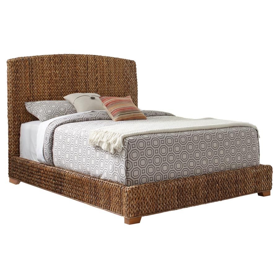 Laughton Banana Leaf Panel Bed Amber, Size: Eastern King