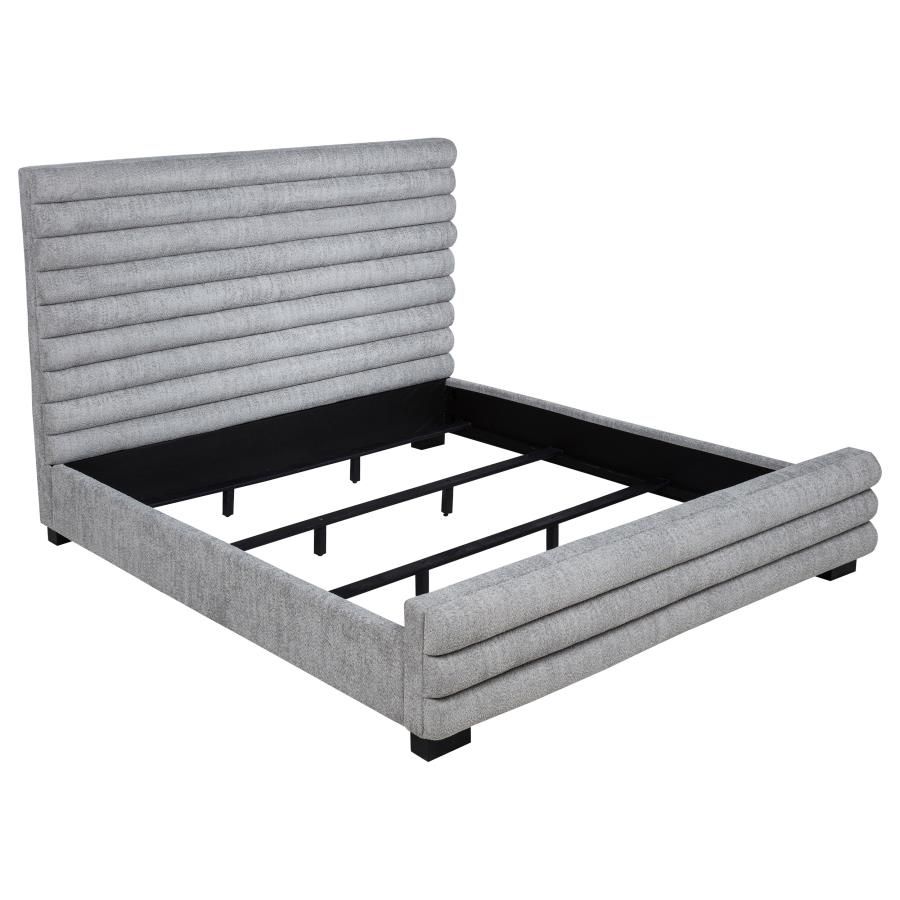 Patricia 58-inch Boucle Upholstered Bed Grey, Size: Eastern King