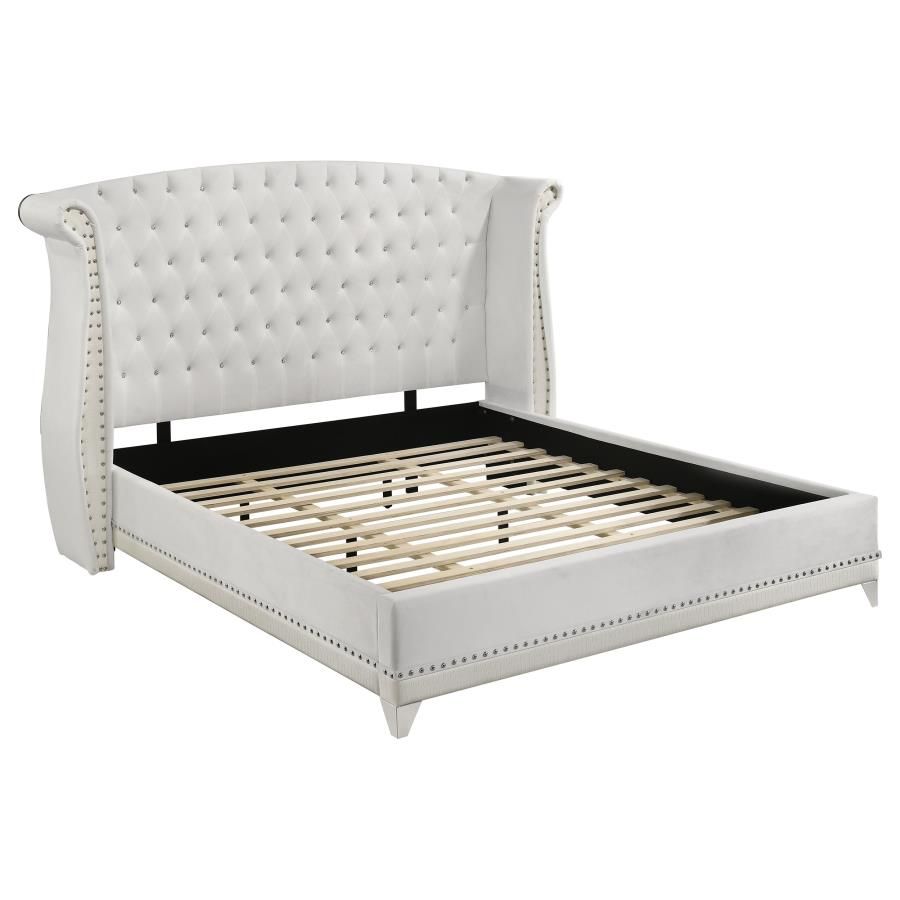 Barzini Upholstered Wingback Bed White, Size: Eastern King