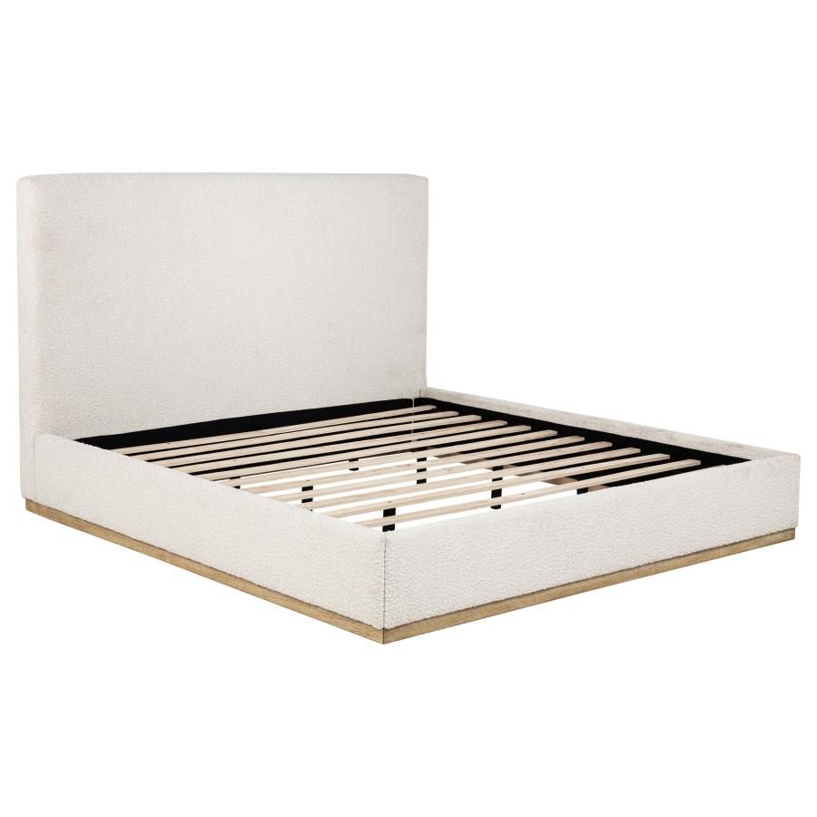Knox Bouclé Upholstered Platform Bed Cream, Size: Eastern King