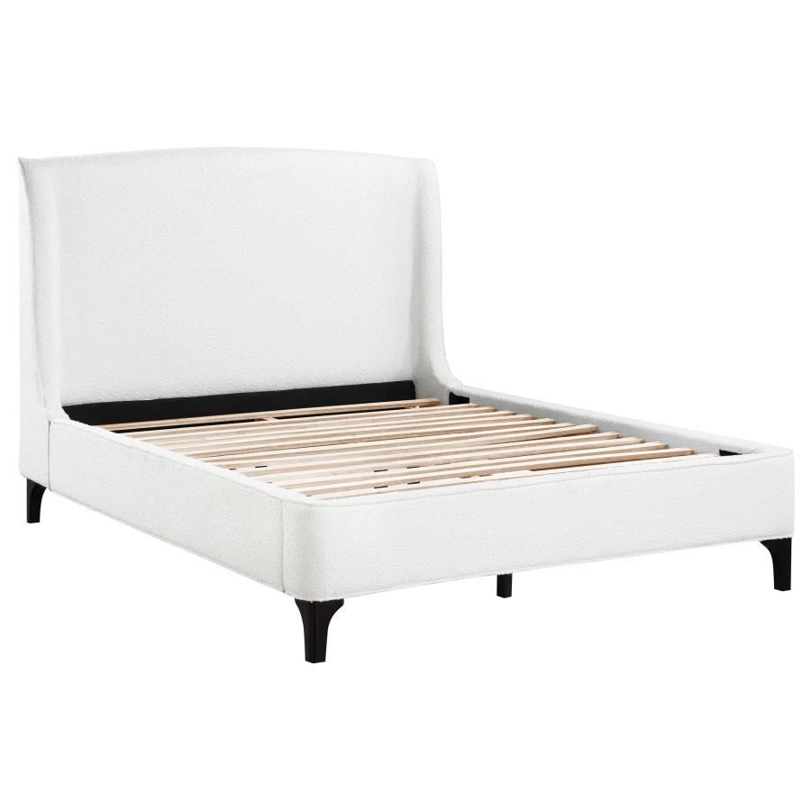 Mosby Upholstered Wingback Bed Snow, Size: Eastern King