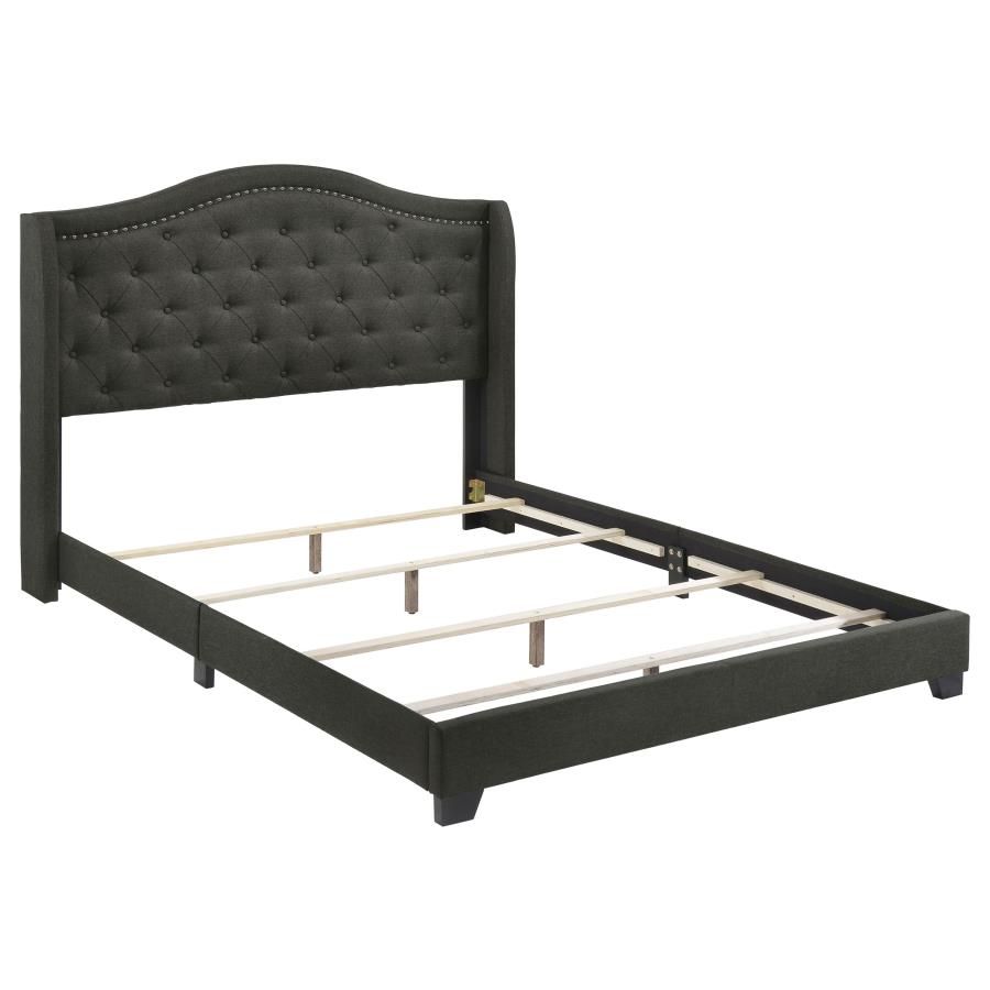 Sonoma Upholstered Wingback Bed Grey, Size: Full