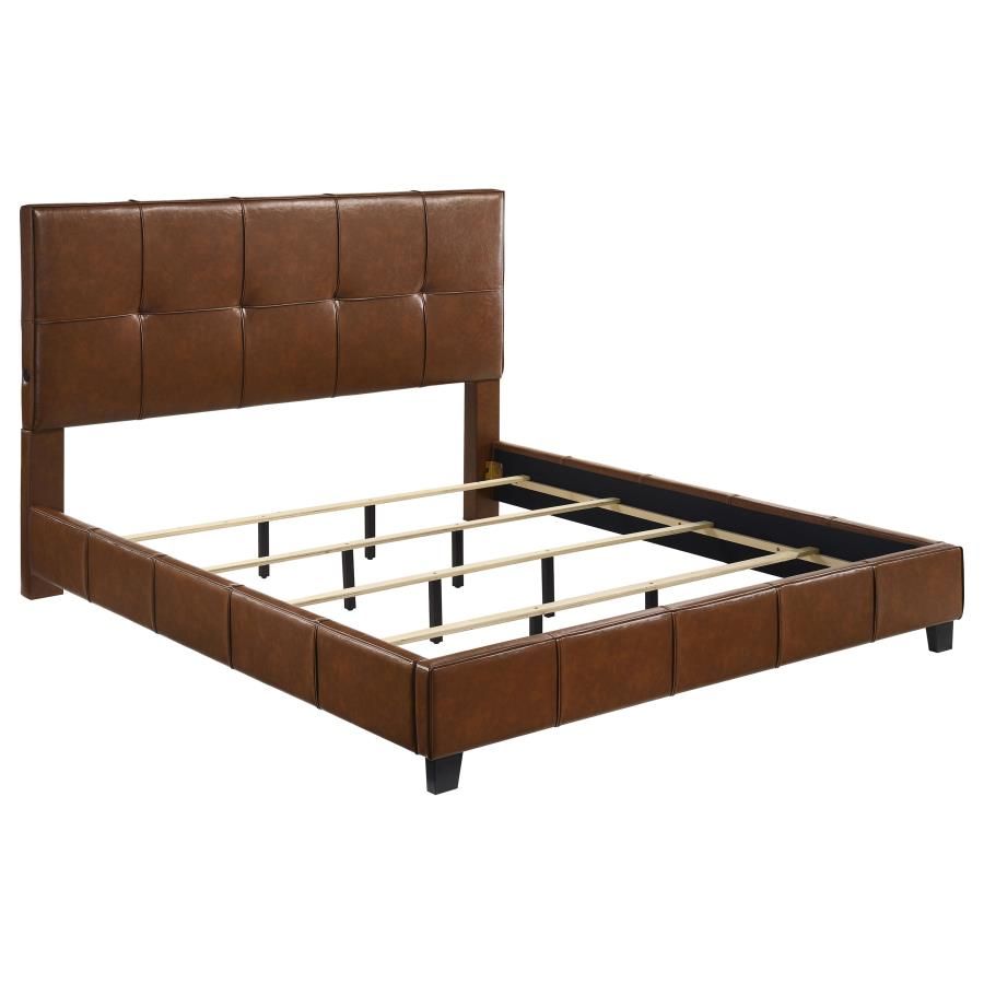 Farrell Leatherette Panel Bed Brown