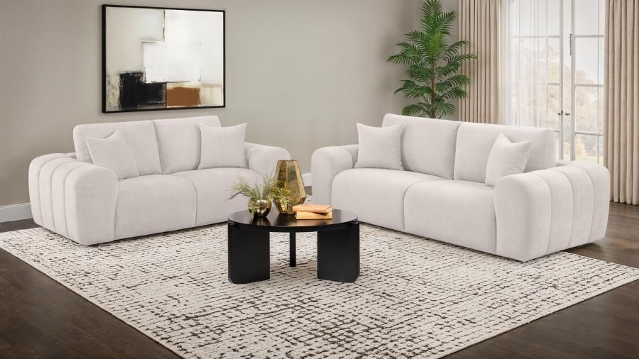 Burnett Chenille Upholstered Sofa Set Ivory, Sets: 2-Piece