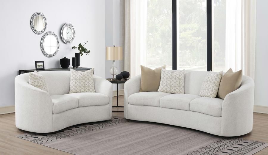 Rainn Boucle Upholstered Sloped Arm Sofa Set Latte, Sets: 2-Piece