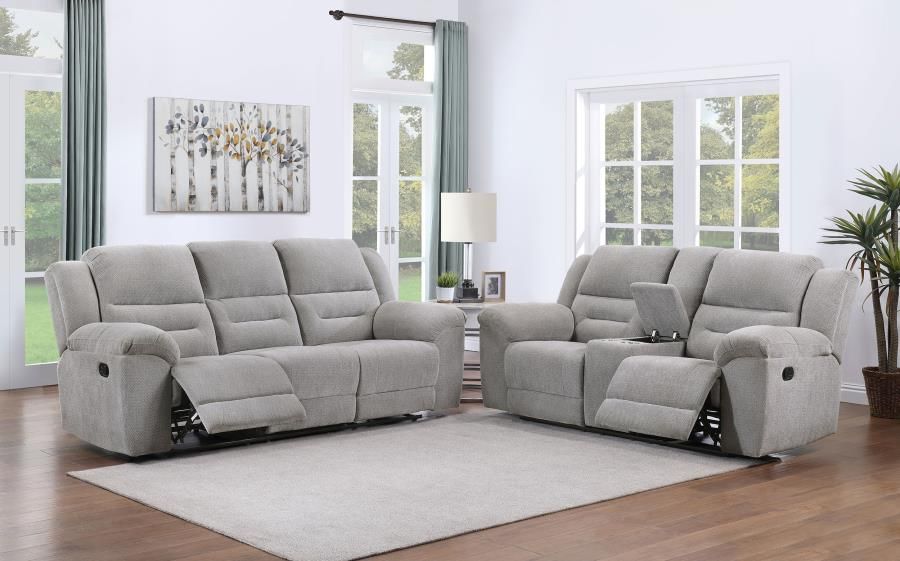 Gilson Chenille Upholstered Reclining Sofa Set Grey, Sets: 2-Piece