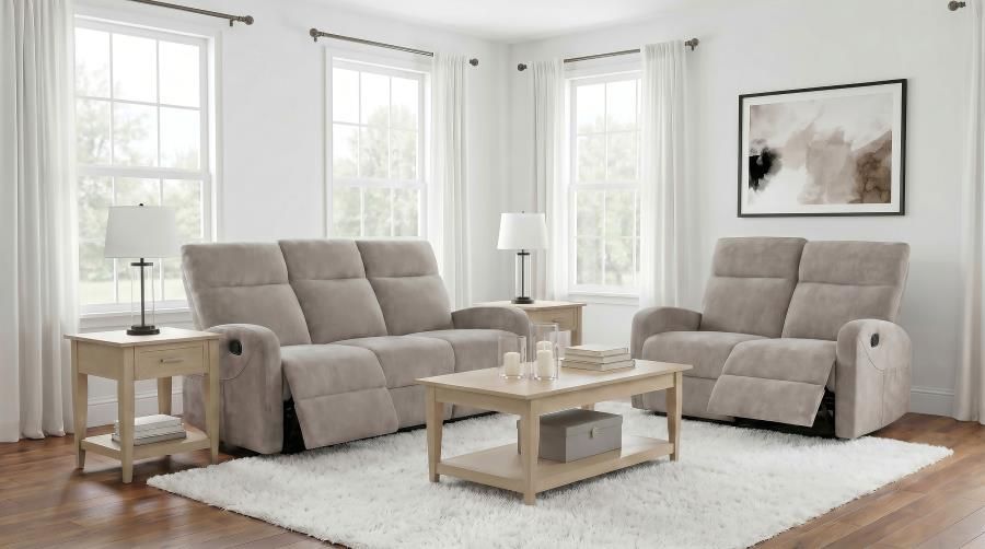 Hamilton Chenille Manual Reclining Sofa Set Sand, Sets: 2-Piece
