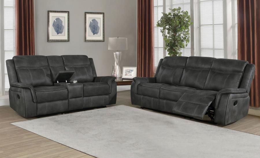 Lawrence Upholstered Reclining Sofa Set Charcoal, Sets: 2-Piece