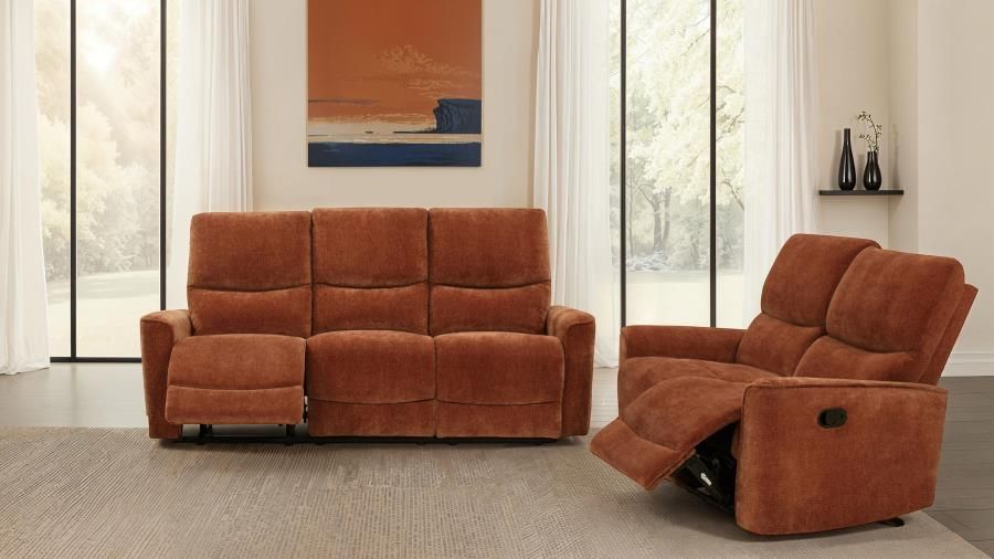 Navarro Upholstered Reclining Sofa Set Orange, Sets: 2-Piece