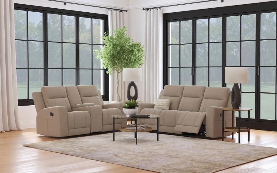 Brentwood Upholstered Reclining Sofa Set Taupe