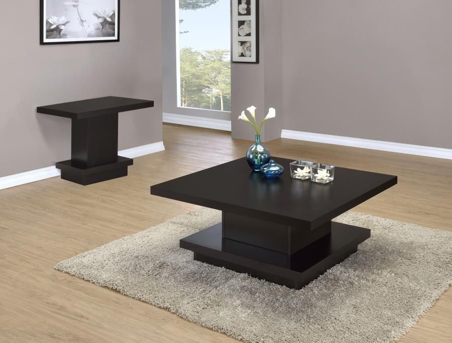Reston Square Coffee and End Table Set Cappuccino, Sets: 2-Piece