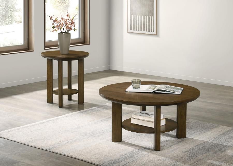 Ottowa Round Wood Coffee Table Set Brown, Sets: 2-Piece