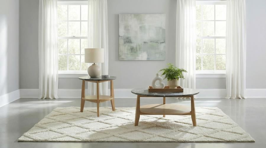 Bradley Round SmartTop Coffee Table Set Grey and Natural, Sets: 2-Piece