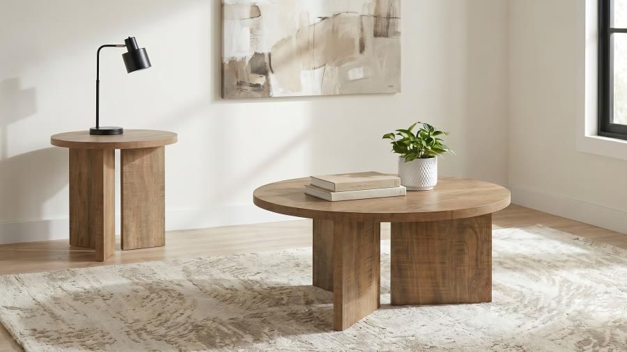 Aragon Round Coffee and End Table Set Mango, Sets: 2-Piece