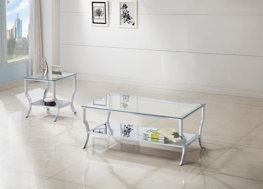 Saide Glass Top Coffee and End Table Set Chrome, Sets: 2-Piece