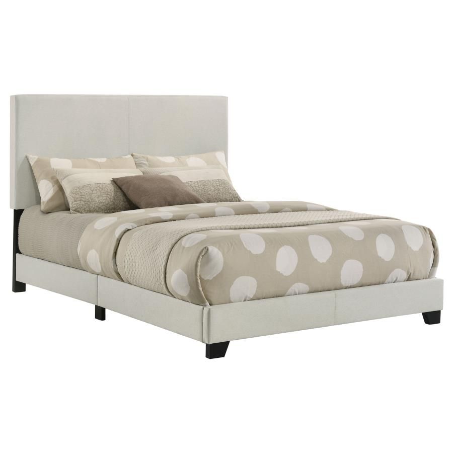 Dorian Fabric Upholstered Panel Bed Cream, Size: Full