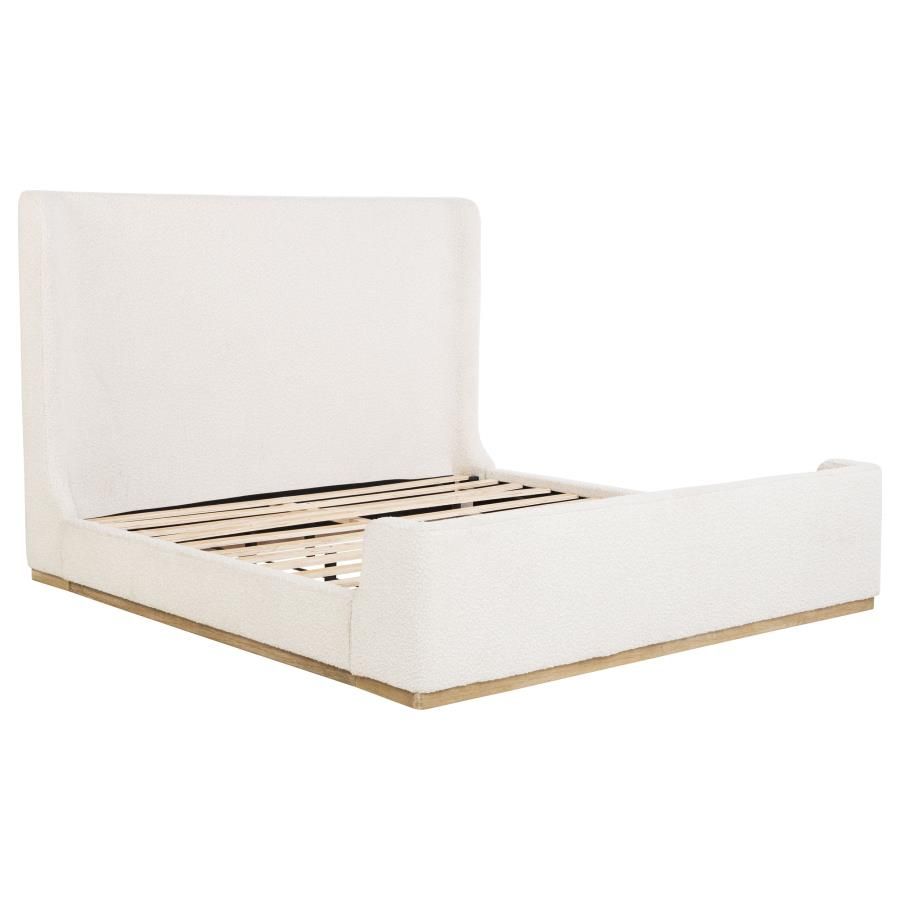 Nala Bouclé Upholstered Platform Bed Cream, Size: Eastern King