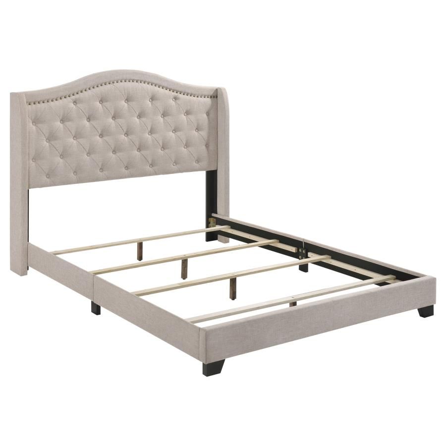 Sonoma Upholstered Wingback Bed Beige, Size: Full
