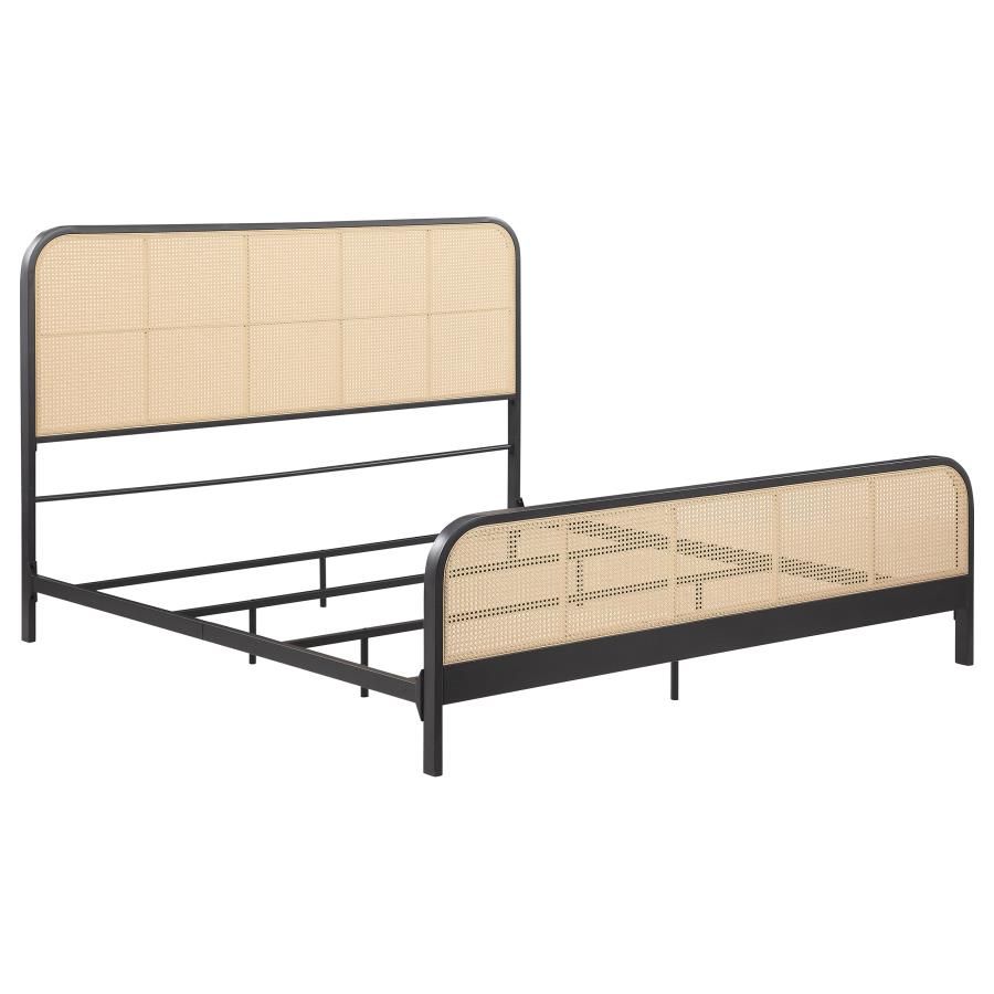 Lanewood Open Cane Webbing Metal Bed Black, Size: Eastern King