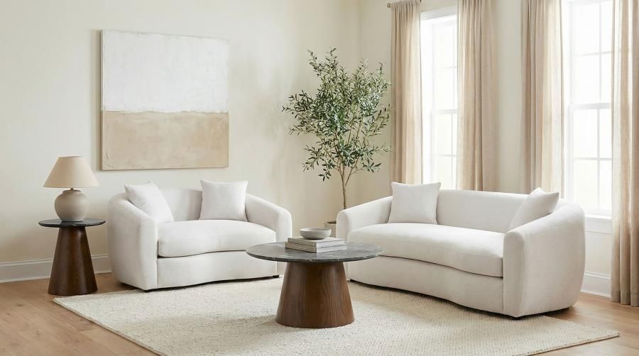Isabella Fabric Upholstered Sofa Set Sand, Sets: 2-Piece