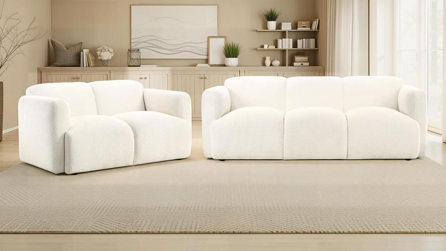 Dorset Upholstered Round Track Arm Sofa Set White, Sets: 2-Piece
