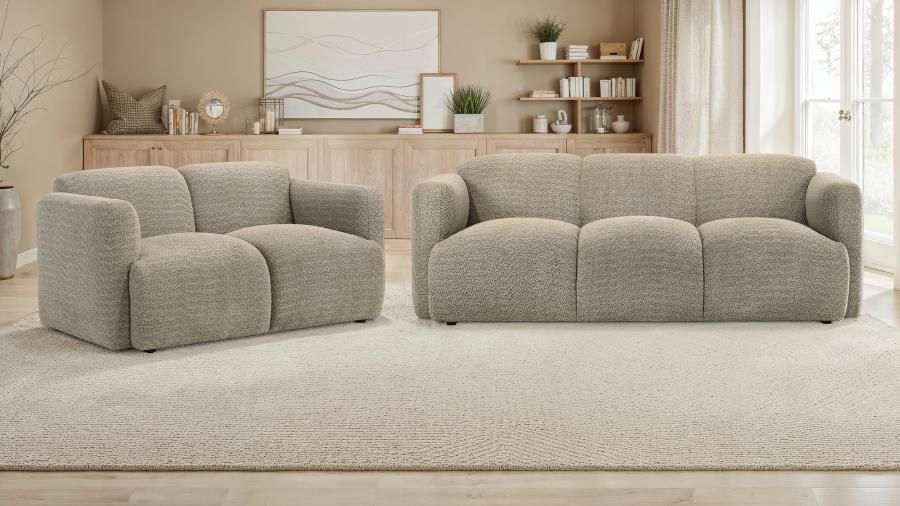 Dorset Upholstered Round Track Arm Sofa Set Brown, Sets: 2-Piece