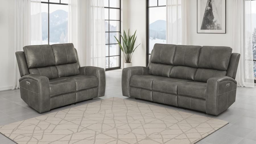 Brickston Triple Power Reclining Sofa Set Charcoal, Sets: 2-Piece